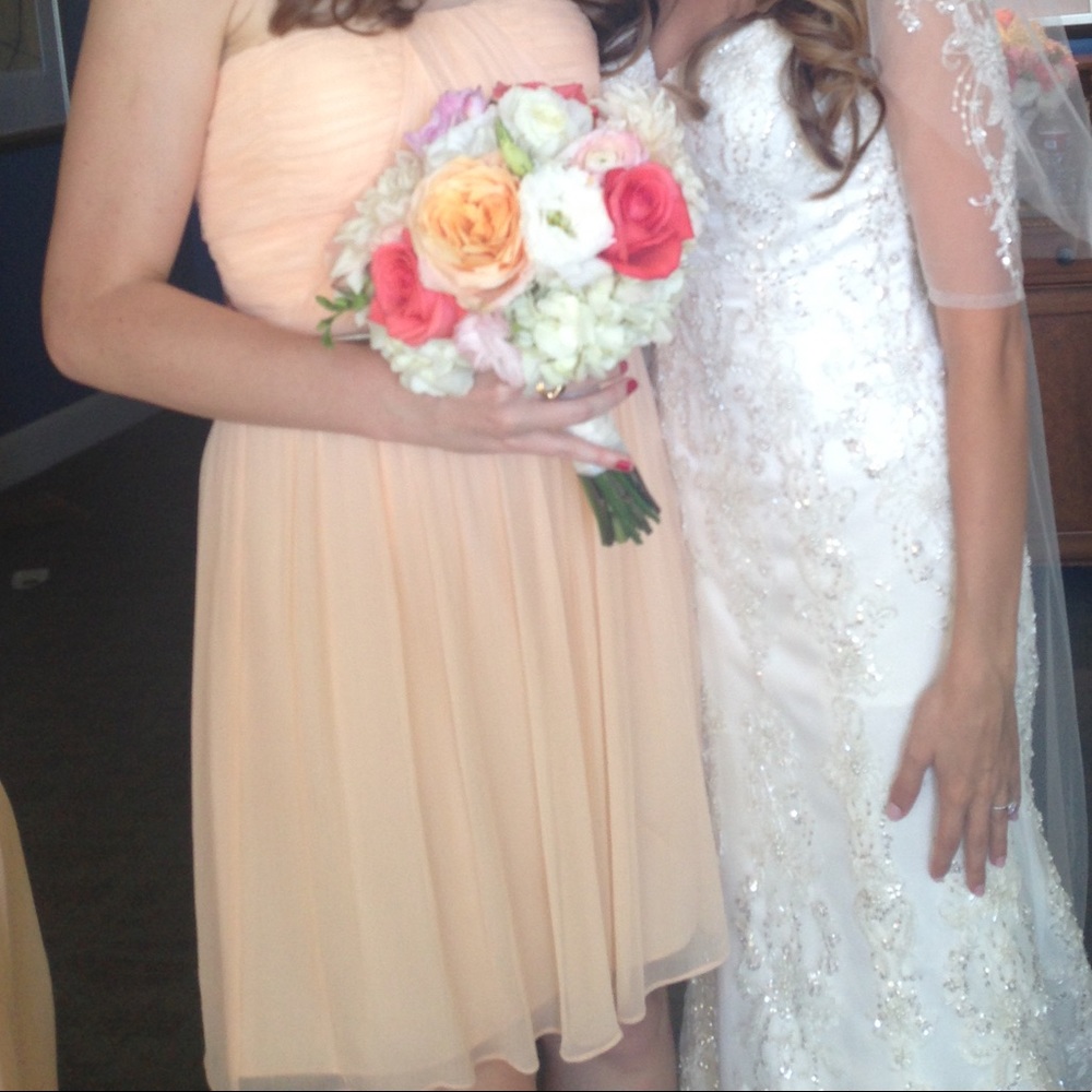 Peach Donna Morgan Bridesmaid dress
